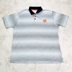 Colosseum Clemson Tigers Polo Shirt Men XL Gray Orange Paw Logo NCAA Golf